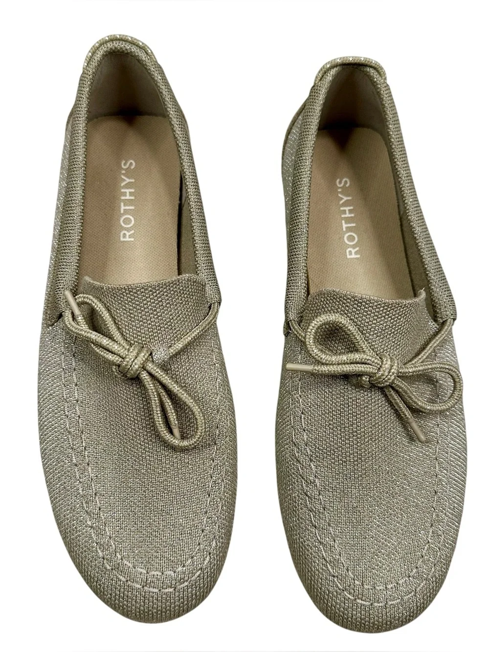 ROTHYS The Boat Shoe In Brown/metallic In Shimmery Sand